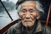 老人船上弄雨