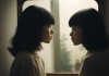 镜中相遇，抬头看镜子里的结合处