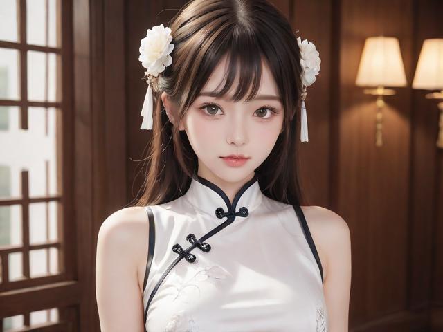 萌白酱，弥漫甜味的纯白旗袍女神