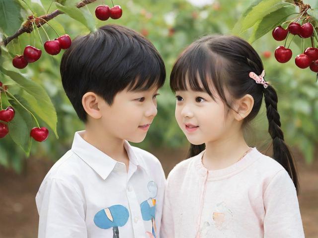 -甜蜜初遇，林妙妙与青梅竹马张子枫在樱桃林相遇，两人在树下分享着童年的约定，张子枫承诺将来要带她去看更大的樱桃园