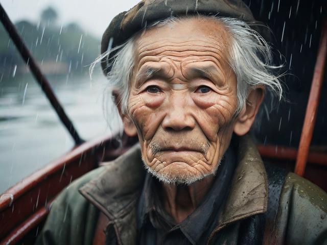 老人船上弄雨